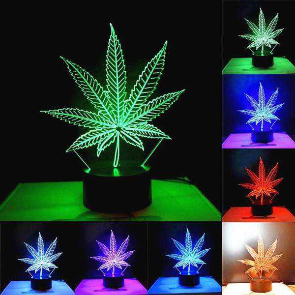 3D USB LED Maple Leaf 7 Color Illusion Night Light Desk Lamp Holiday Gifts Decor - intl