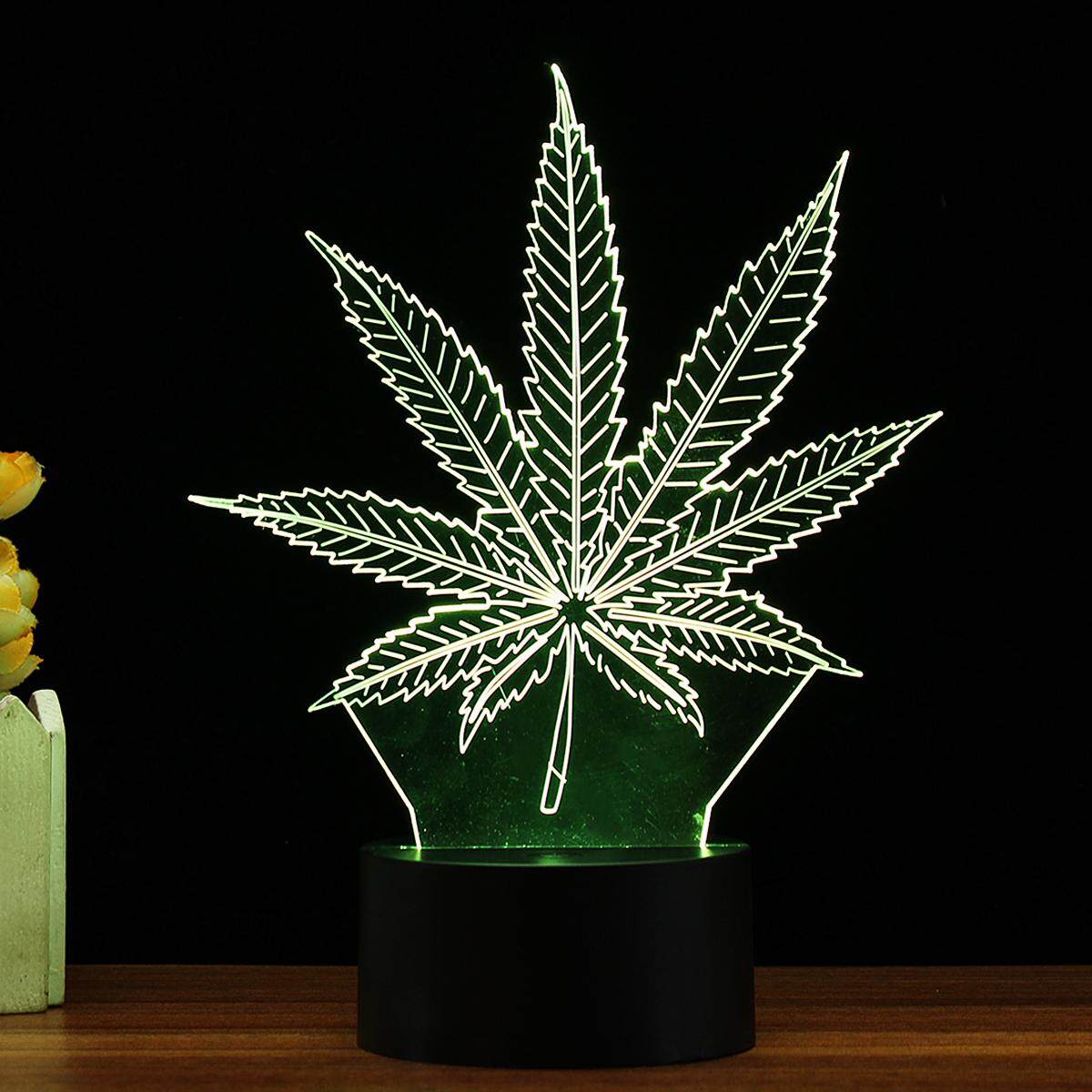 3D USB LED Maple Leaf 7 Color Illusion Night Light Desk Lamp Holiday Gifts Decor - intl