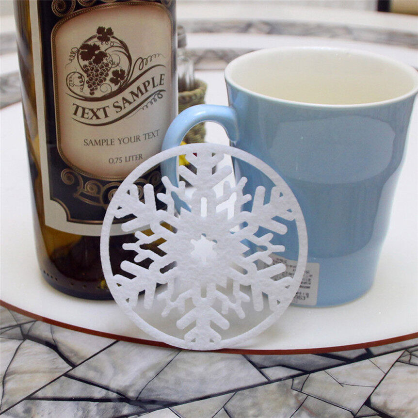 3pcs Christmas Coffee Table Water Snowflake Coaster Drinks Insulation mat Pad Coaster Doily - intl