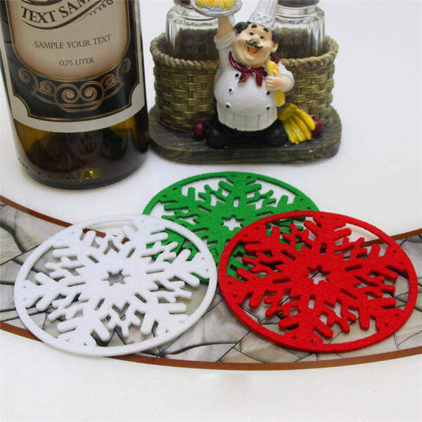 3pcs Christmas Coffee Table Water Snowflake Coaster Drinks Insulation mat Pad Coaster Doily - intl