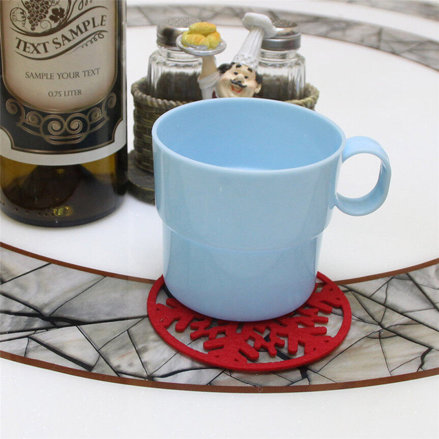 3pcs Christmas Coffee Table Water Snowflake Coaster Drinks Insulation mat Pad Coaster Doily - intl