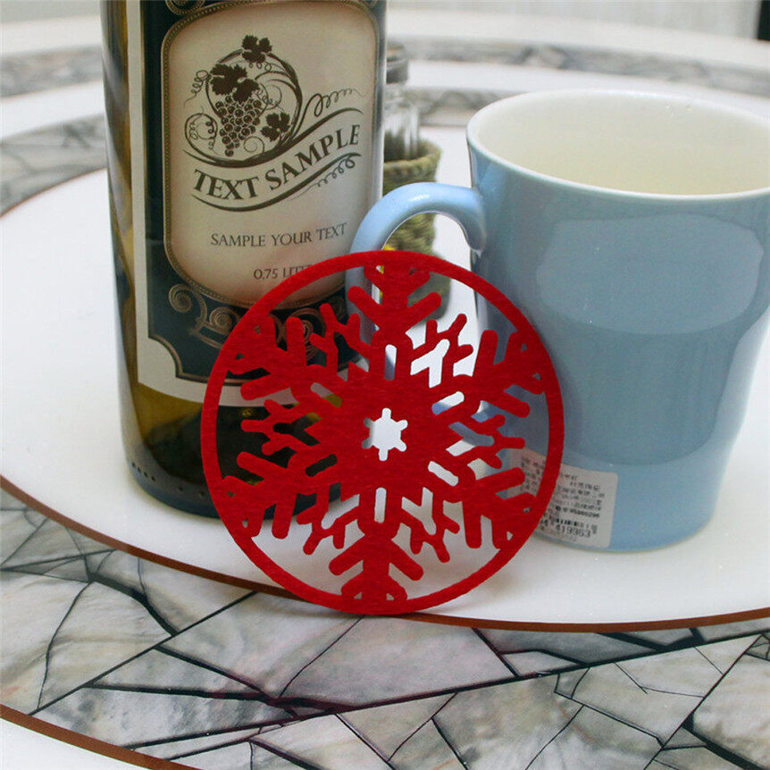 3pcs Christmas Coffee Table Water Snowflake Coaster Drinks Insulation mat Pad Coaster Doily - intl