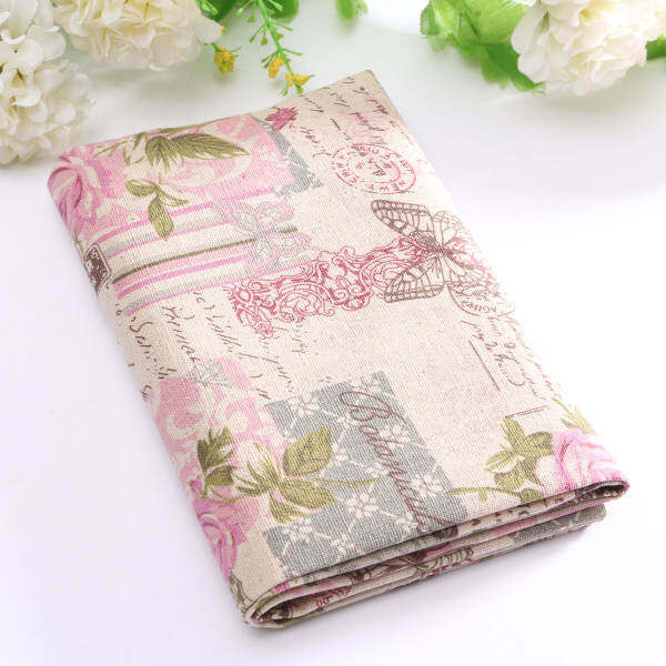 3pcs Vintage Europe Styles Natural Cotton Linen Fabric Cloth Sewing Craft Remnants Pink Rose - intl