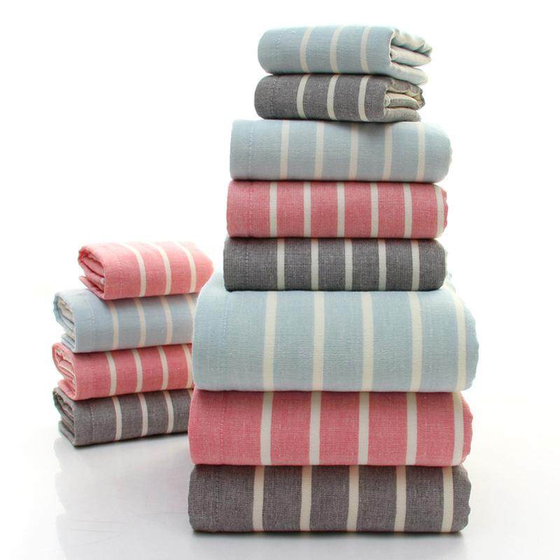 3pcs/set Cotton Bath Towels Set Fast Drying Face Towels Bath Towel Hand Towel for Home Hotel Bathroom High Absorbent Antibacterial Home Textile - intl