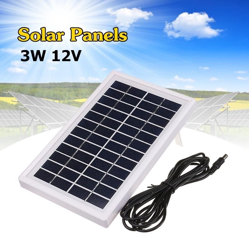 3 W 12 V Mini Panel Bertenaga Surya Portabel DIY Perlengkapan Sel Pengisi Daya Modul Sistem Hitam-Internasional