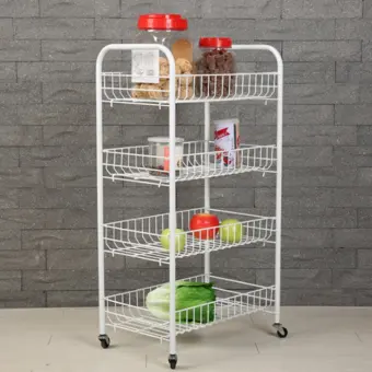 4 Layer Metal Kitchen Rack With Casters Bowl Cup Cutlery Dapur Rak Masak 4 Layer Metal Kitchen Rack With Casters Bowl Cup Cutlery