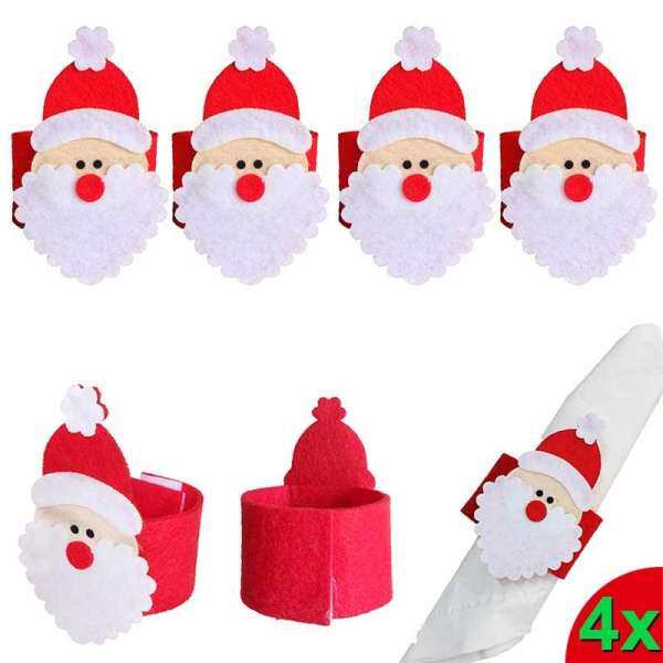 4 Pcs Christmas Santa Claus Napkin Rings
