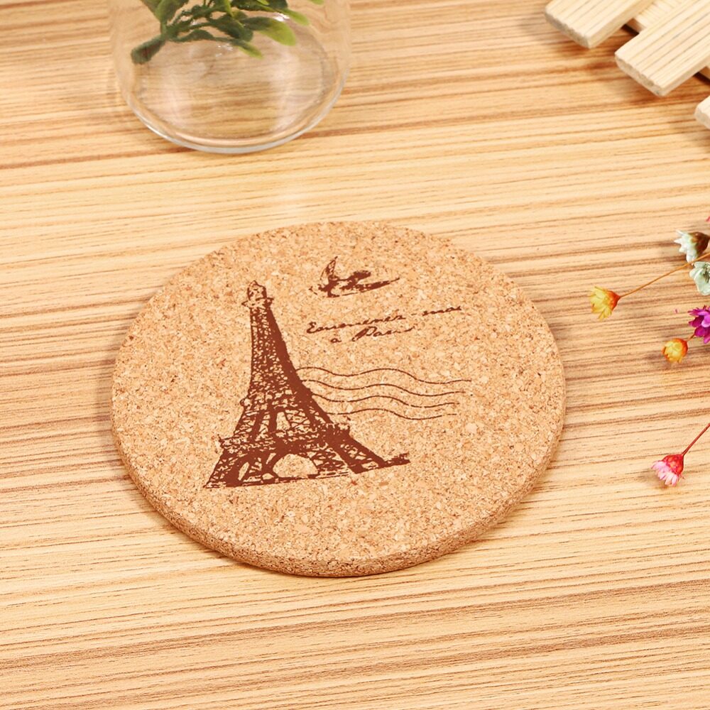 4 pcs/Set Cup Mat Retro Style Cork Drink Coaster Coffee Cup Tea Pad Placemat Table Decoration - intl