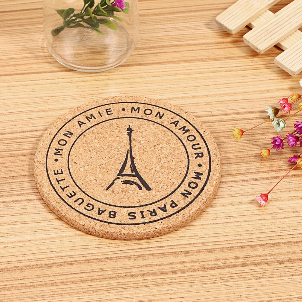 4 pcs/Set Cup Mat Retro Style Cork Drink Coaster Coffee Cup Tea Pad Placemat Table Decoration - intl