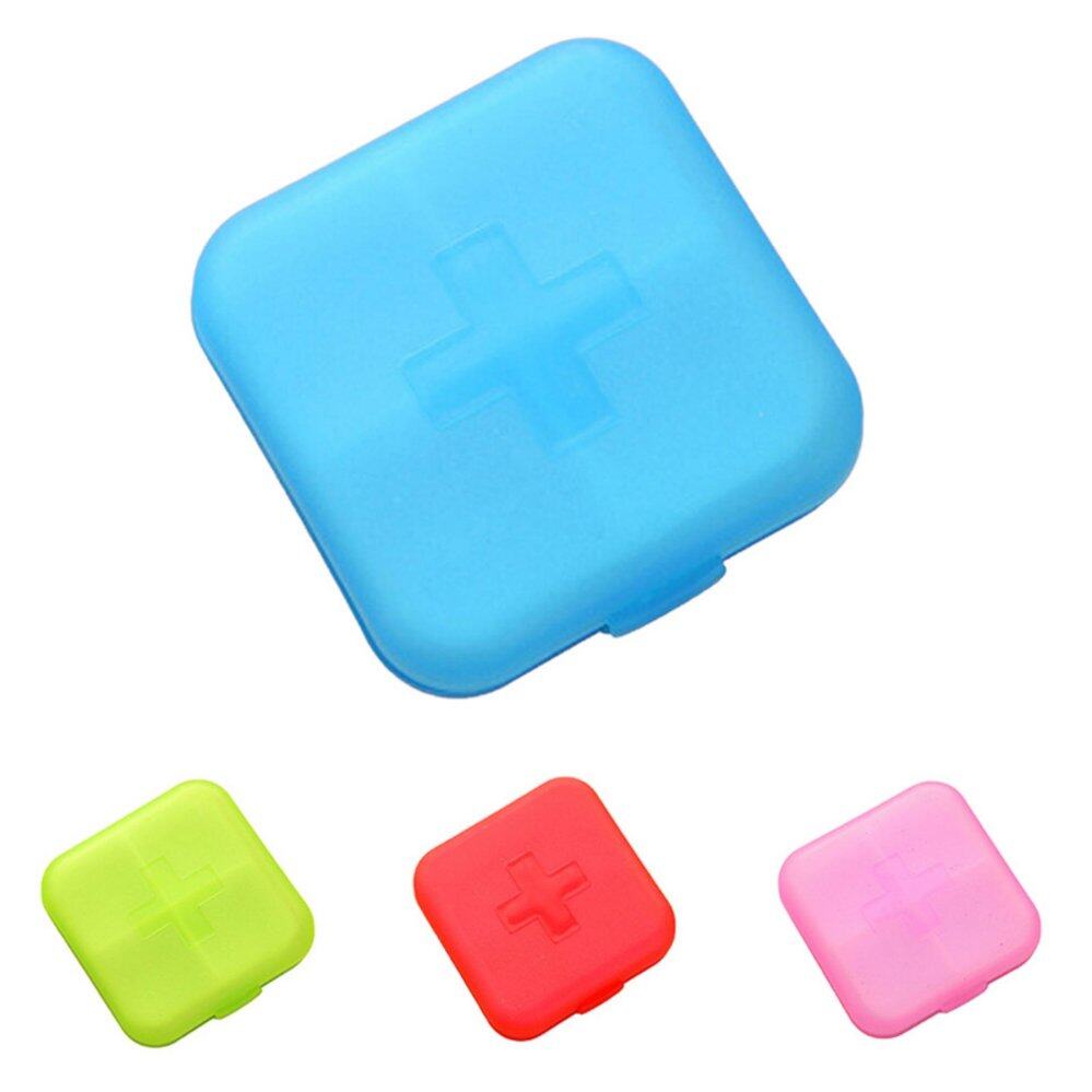 4 Slot Kotak Pil Terpisah Aksesori Kayu Tempat Tablet Organizer Dispenser Organizeritem Nama: Kotak Obat/Pil Case & Blue-Intl