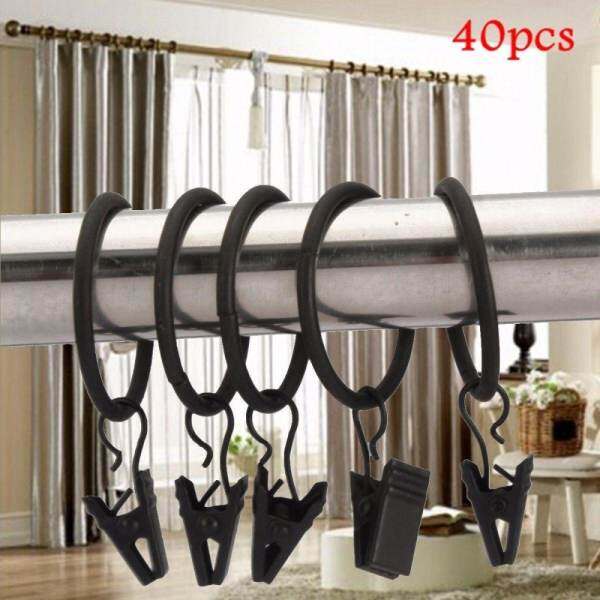 40 Pcs Window Shower Curtain Rod Rings Drapery Metal Clips