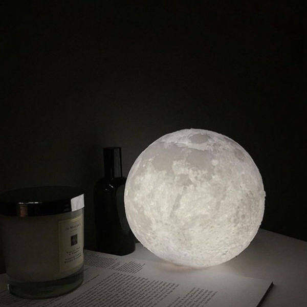 4inch Moon 3D LED Night Light Bulb USB Rechargeable Table Desk Lamp Decor with Box