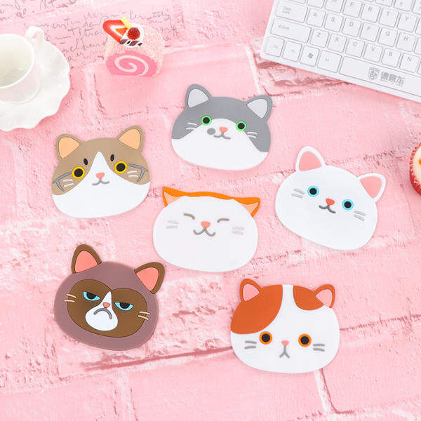 4pcs Creative Cute Cartoon Kawaii Animals Cat Kitty Pot Bowl heat Insulation Non-slip Pad Cup Holder Mat kitchen Accessory - intl