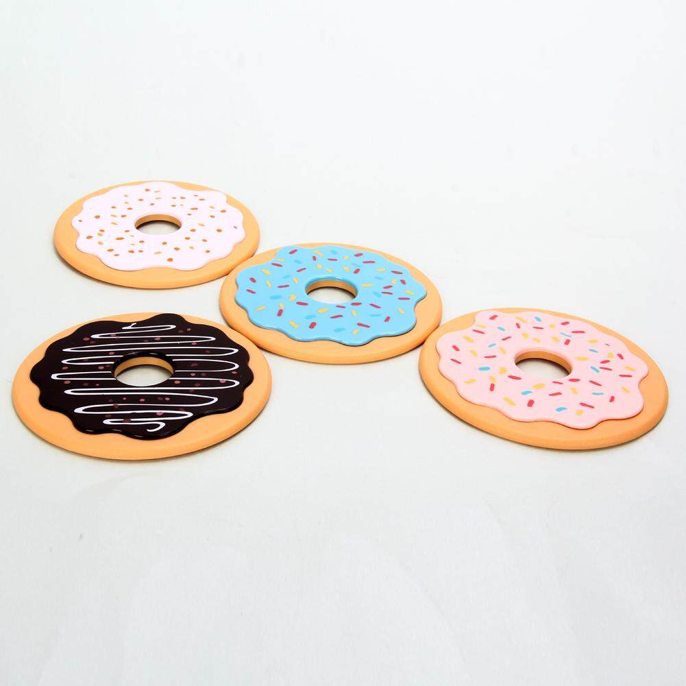 Newlifestyle 4Pcs Donut Round Coasters - intl(Black)