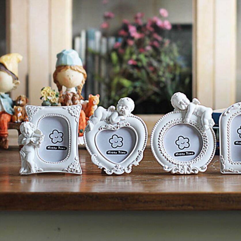 4pcs European Style White Photo Frame for Kids Baby,Creative Lovely Heart Round Photo Frames,Vintage Picture Frames Marco ,White - intl
