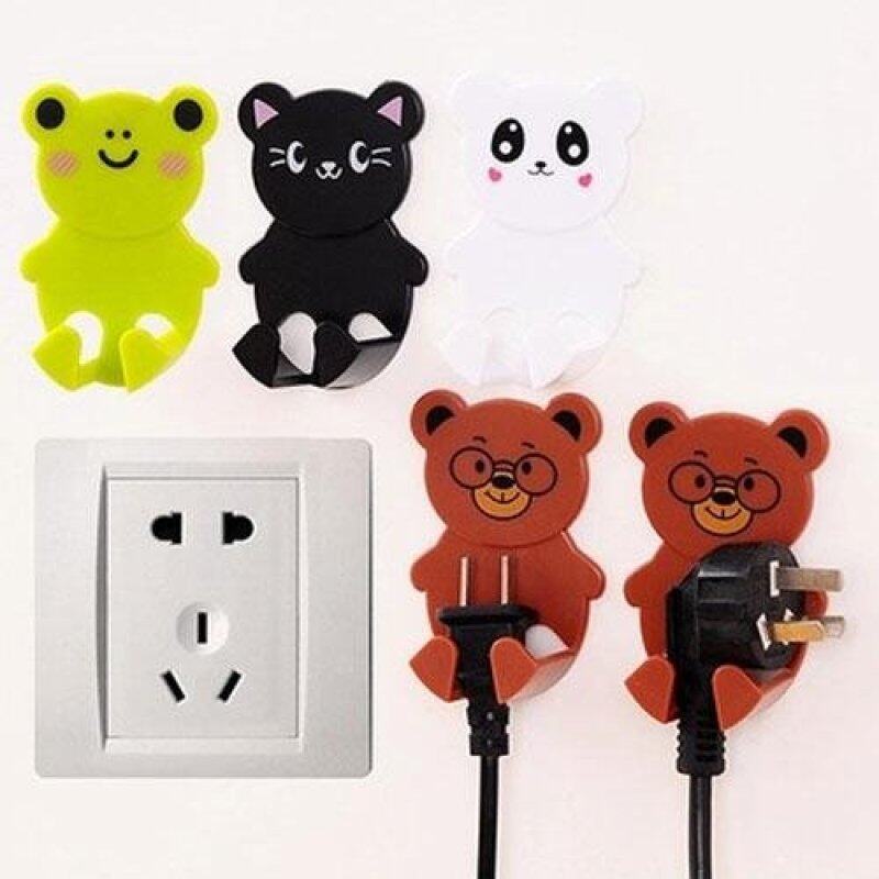 4pcs / lot cartoon animal paste electrical plug hook