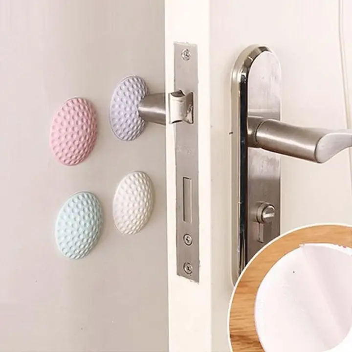 4pcs Self Adhesive Rubber Wall Door Handle Buffer Stop Protectors