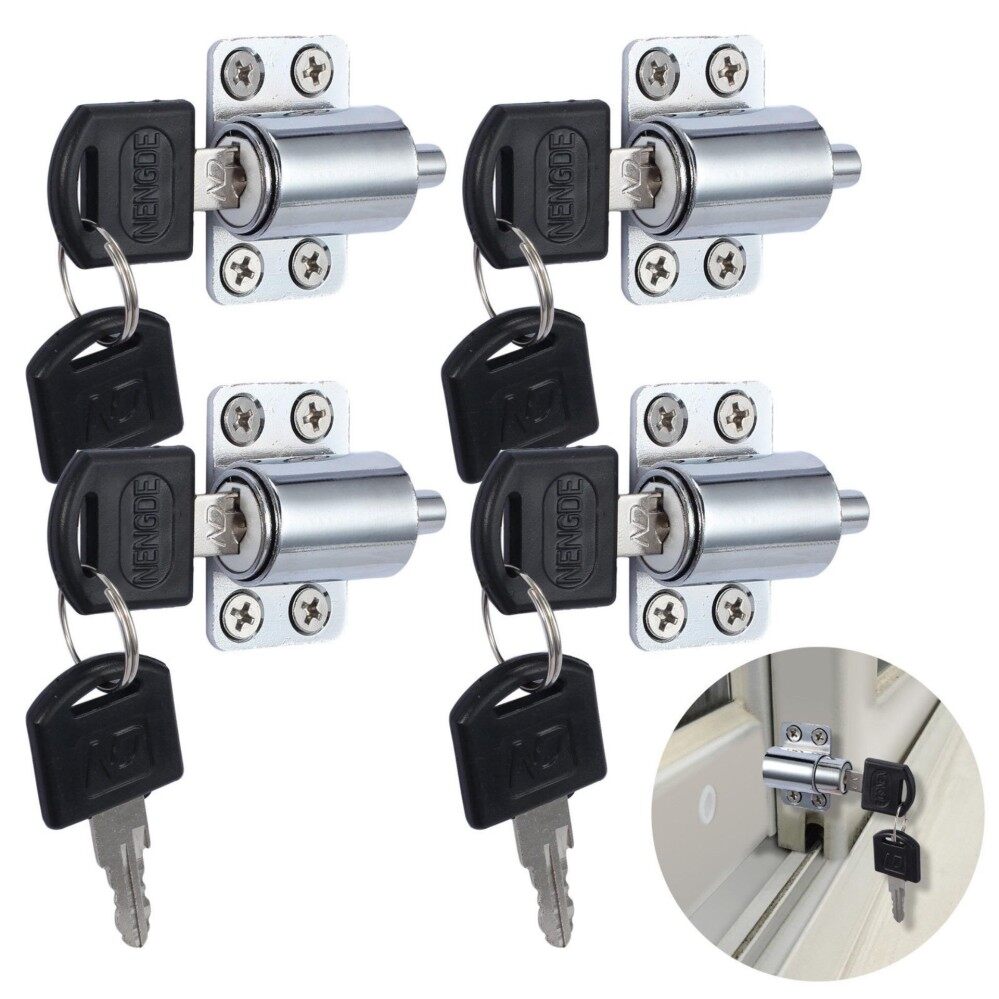 4 cái Kẽm Hợp Kim Trượt Patin Cửa Bắt Được Bộ Cửa Sổ Chốt Khóa An Toàn