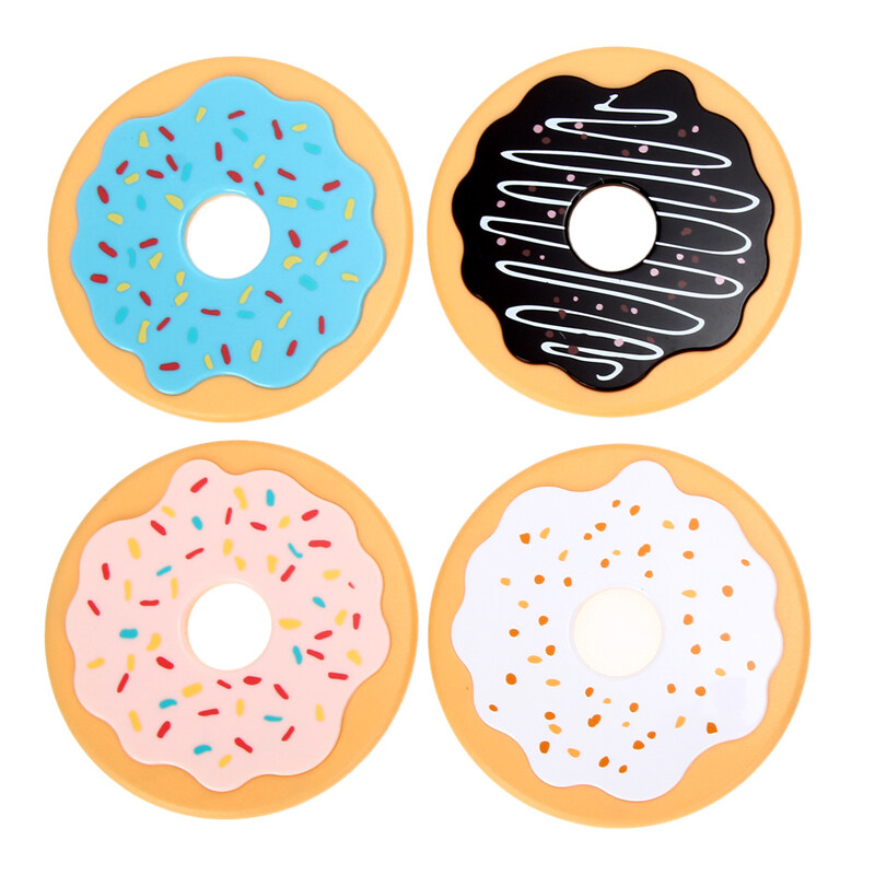 4Pcs/Lot Round Donut Coaster Drink Bottle Beer Beverage Cup Mat Pads Plastics Coasters Kitchen Table Decoration Accessories - intl