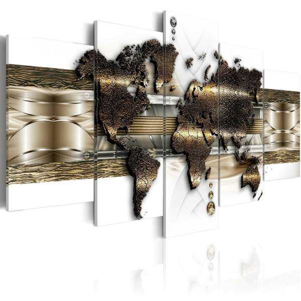 5 Panels World Map Large Wall Print Pictures Canvas Wall Art Prints # Frame - intl