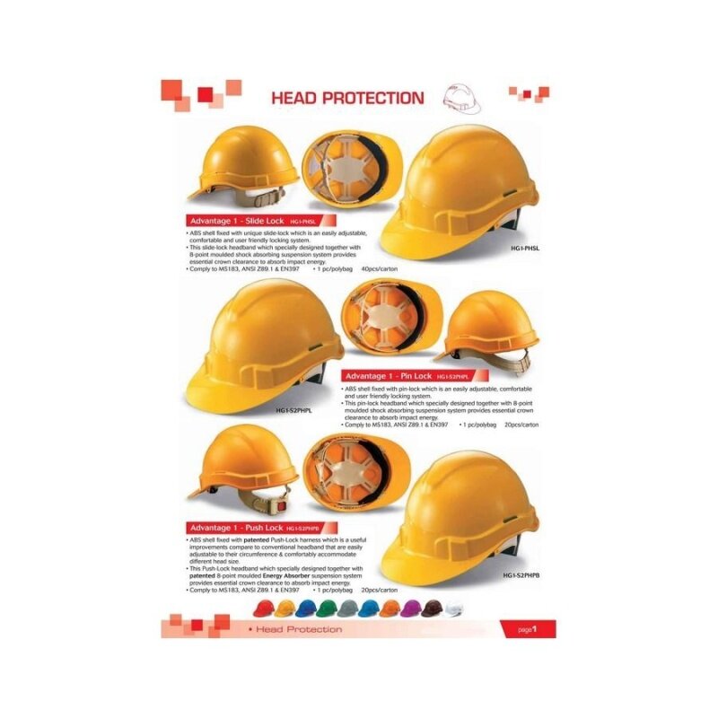 5 pcs Orange Proguard Advantage 1 Industrial Safety Helmet Sirim Certified
