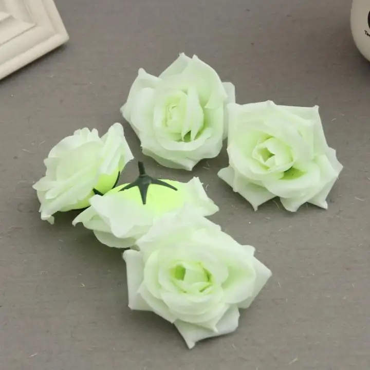 50 Pcs Fake Artificial Silk Rose Heads Flower Buds Diy Bouquet Craft Decor Color Milk White Lazada