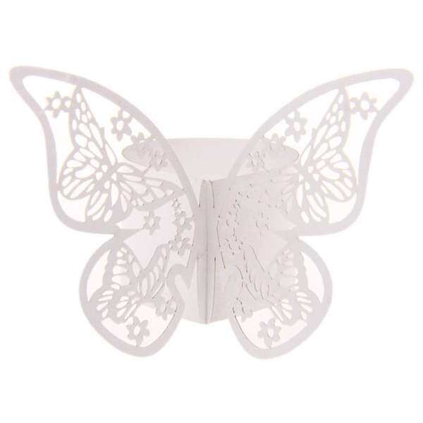 50PCS Butterfly Napkin Ring Paper Holder Table Party Wedding Favors Banquet White - intl