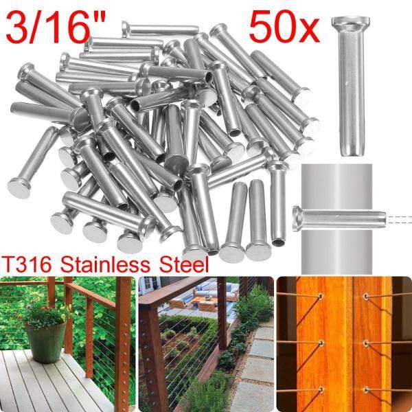 50Pcs T316 Stainless Steel Stemball Swage for 3/16 Cable Railing Wood Posts 40mm - intl