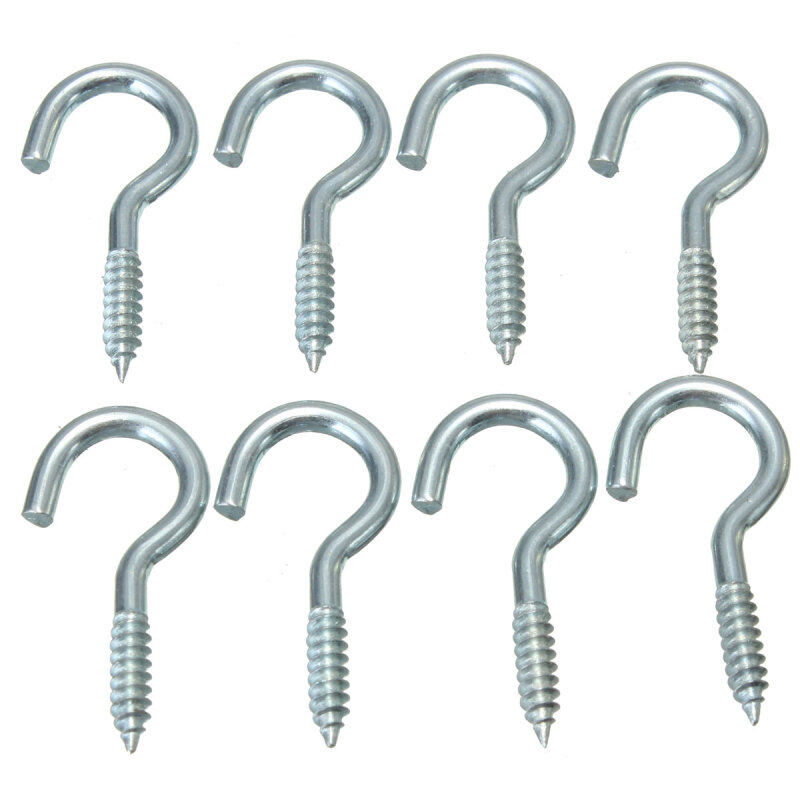 50x Zinc Plated Metal Screw Hooks Rings Hanger For Hanging Cups Garden Plants 2.1x25mm