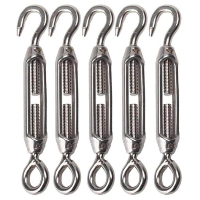 trustinyou 5PCS M4 Stainless Steel Hook/Eye Turnbuckle Wire Rope Tension