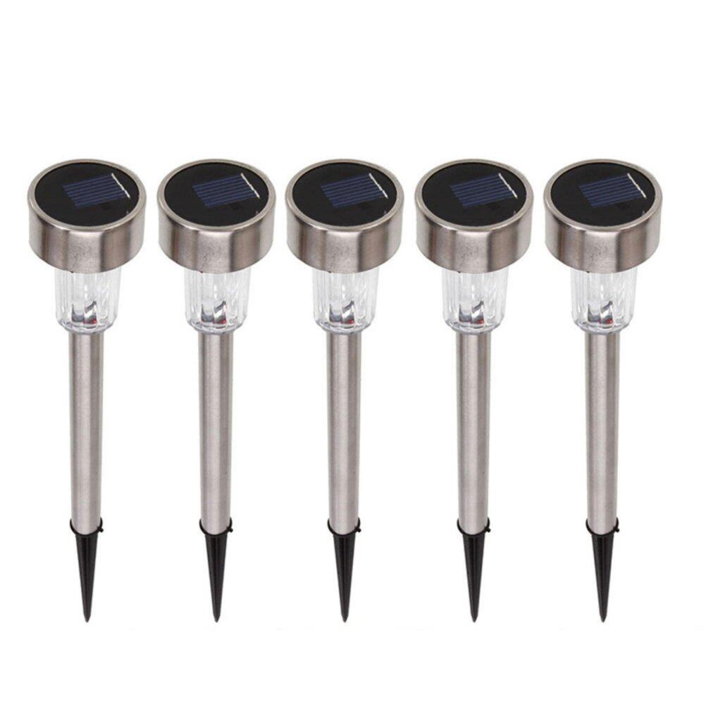 5Pcs Outdoor Garden Stainless Steel LED Solar Landscape Path Lights Yard Lamp White - intl