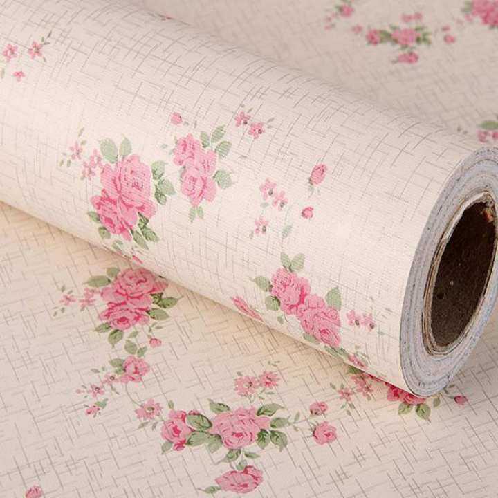 60cm*2.5m Vinyl Self-adhesive Wallpaper Rolls Floral Wall covering Waterproof Sticker (Small flower)
