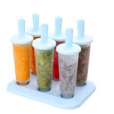 6PCS Colorful Freezer Pop Popsicle Frozen Mold Ice Cream Yogurt Juice Maker - Reusable, BPA Free, DIY Specification:Round Blue