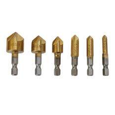 6Pcs Hexagonal Handle Titanium Five Blade Knife Hole Chamfering (Gold)