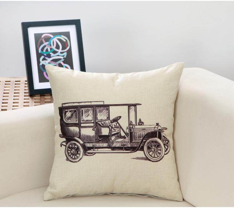 6PCS/Set Gentleman Car Printed Cotton Pillowcase Home Decoration Textile Art Crafts Car Sofa Cushion Cover Linen Cloth Square Pillow Case - intl