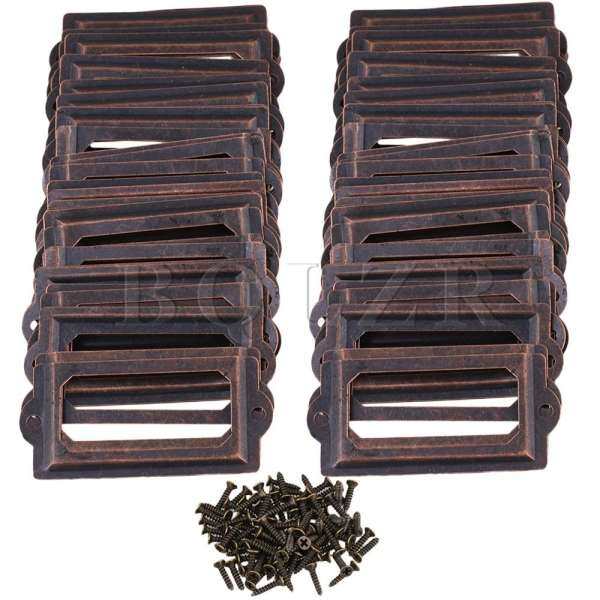 70x33mm Red Bronze Drawer Label Frame Card Set of 100 - intl