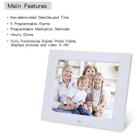 8 inch Digital Photo Frame Electronic Calendar Time Large Font Display - intl