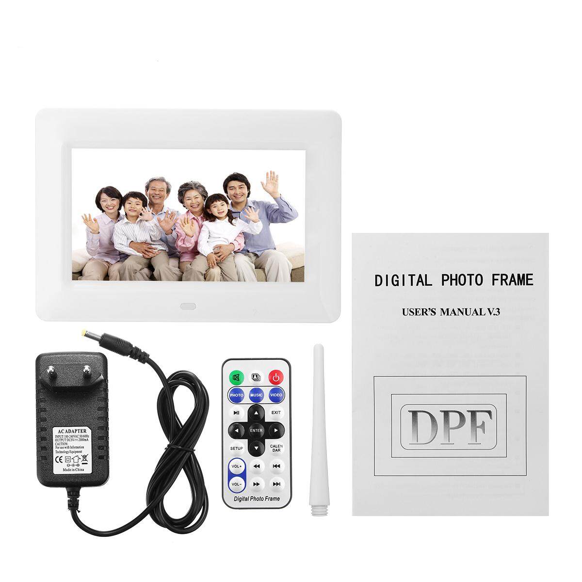 8’’ TFT LCD HD Digital Photo Audio Video Music Clock Frame Auto Player W/ Remote White EU - intl