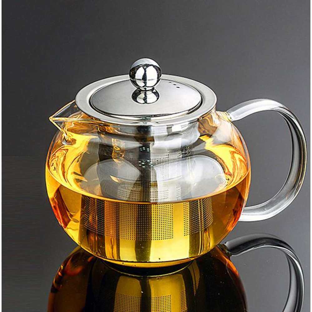 800 ml Tahan Panas Teko Kaca Infuser & Tutup Pot Teh Herbal Stainless steel