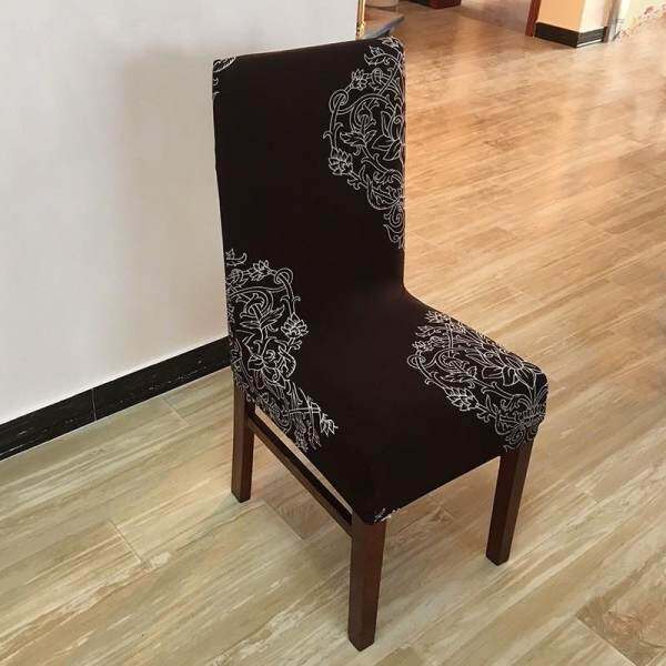 8Pcs Printing flower Spandex Stretch Dining Chair Cover Restaurant For Weddings Banquet Folding Hotel Chair Covering - intl