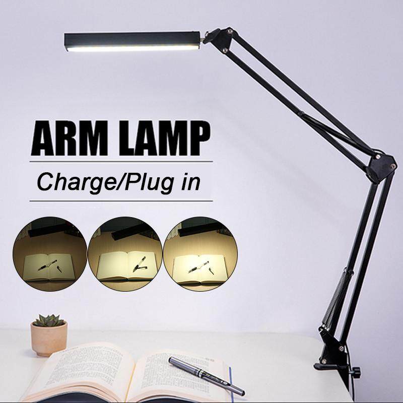 Adjustable Long Arm Desk Lamp Work Reading Clip-on LED Table USB Reading Light Plug In The Device - intl