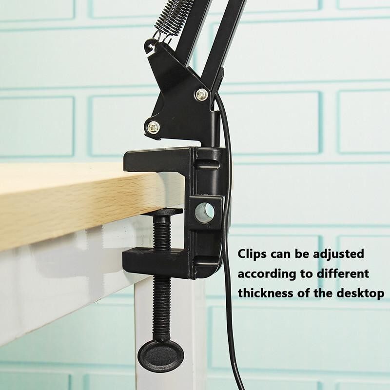 Adjustable Long Arm Desk Lamp Work Reading Clip-on LED Table USB Reading Light Plug In The Device - intl