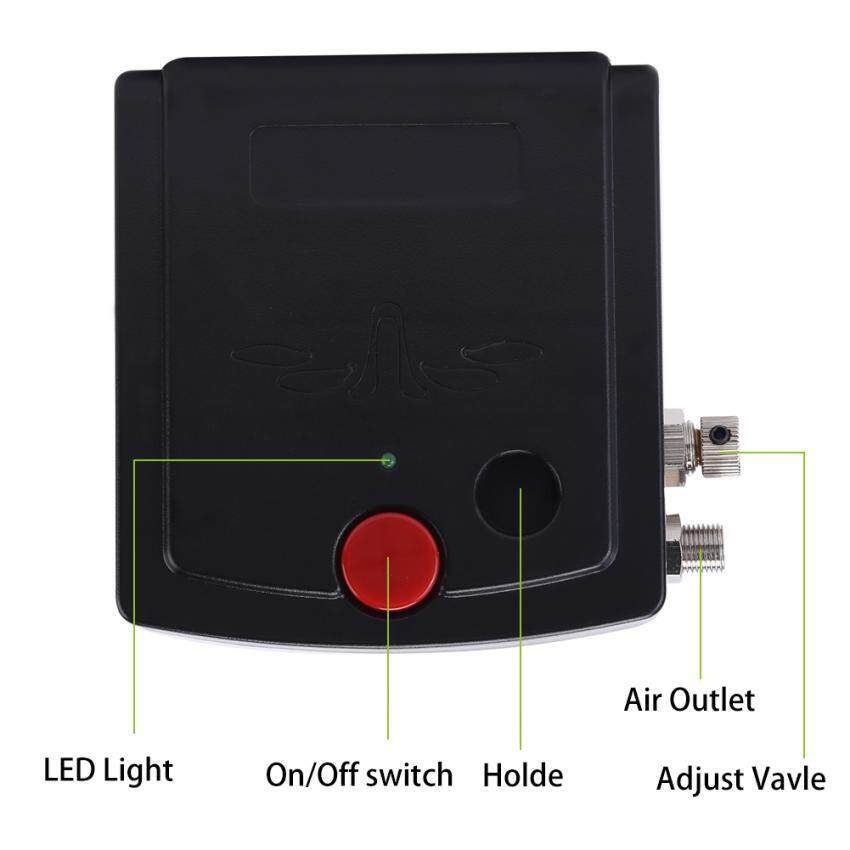 Airbrush Compressor Kit Dual-Action Top Feed Air Brush Set Pneumatic Nail Art Paintin (EU Plug) - intl