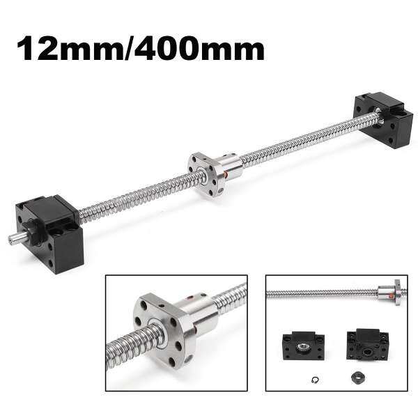 Antibacklash Ball Screw L400mm 12mm SFU1204 BF/BK10 With Single Ballnut For CNC - intl