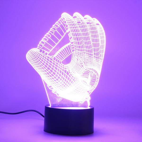 Baseball Gloves USB Visual 3D Night Light 7 Color Change LED Table Lamp Toy Gift