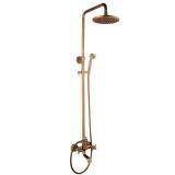 Bathroom Retro Shower Set Faucet Antique Brass style dual handles wall mounted