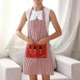 BELLE Fashion Stripe Linen Apron With Pockets Thick Anti-oil Household Kitchen Apron red & white soldiers