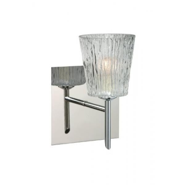 Lampu Besa 1SW-512500-CR-SQ 1X40 W G9 Nico 4 Persegi Canopy Dinding Sconce dengan Bening Kaca Batu, krom Selesai-Internasional