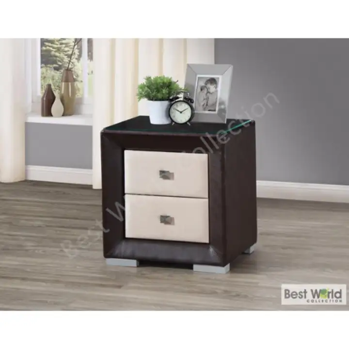 Best Alice 2 Drawers Night Stand With Pu In Two Tone Colour Brown