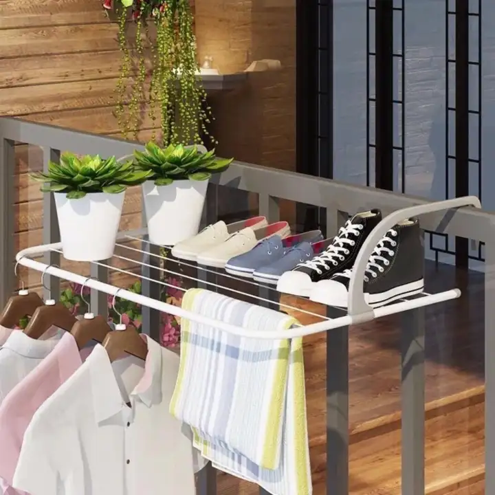 Big Size Fold Able Clothes Drying Rack Indoor Outdoor Balcony Bathroom Windowsill Corridor Hanger Lazada